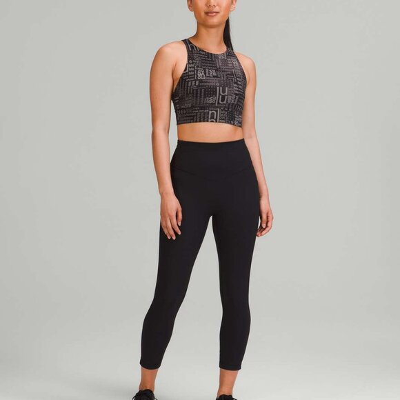 Lululemon Energy High-Neck Longline Bra In Lululemon Ombre Black Multi Size 4 - Picture 2 of 7